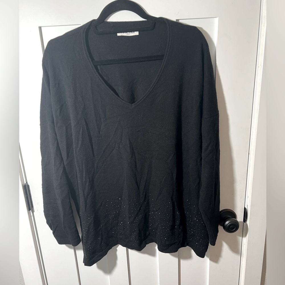 Max & Moi Paris 100% cashmere V-neck jumper - Black Sweater Embellished Size 2X